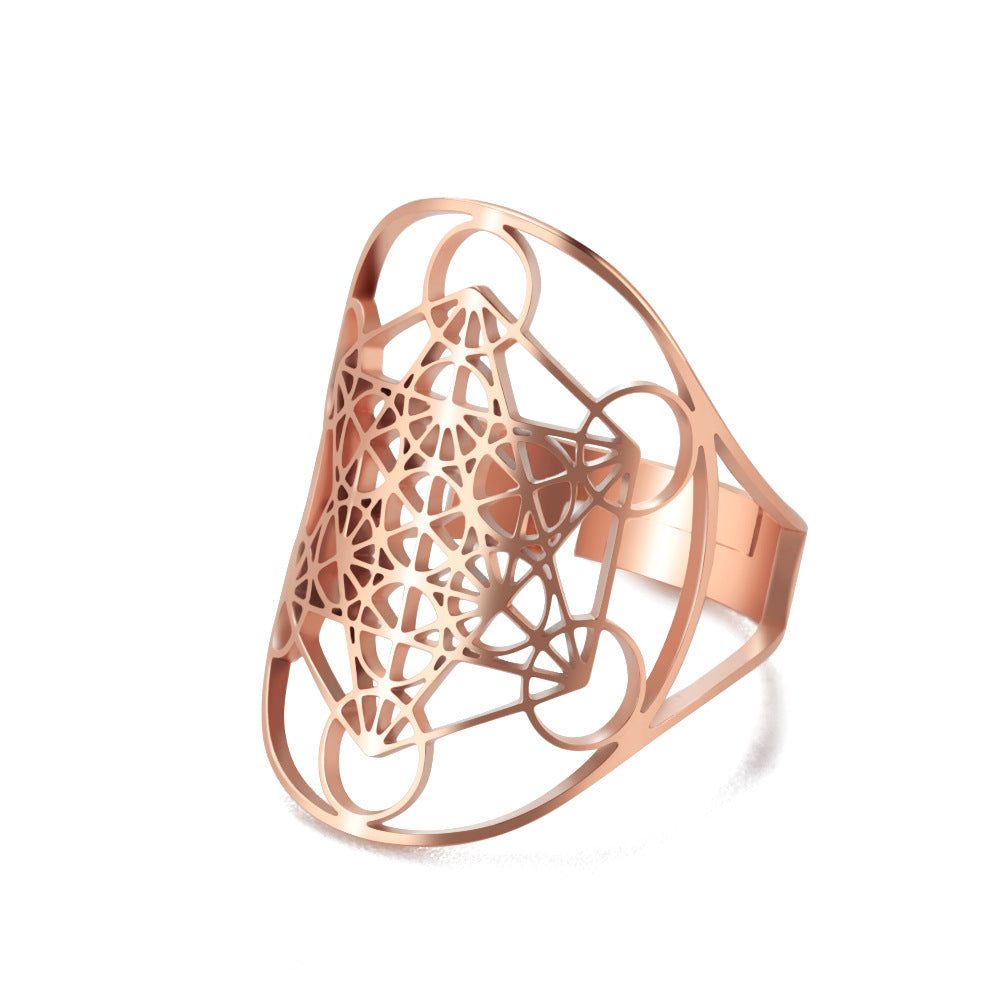 Women's Adjustable Stainless Steel Sacred Geometric For Charm Rings