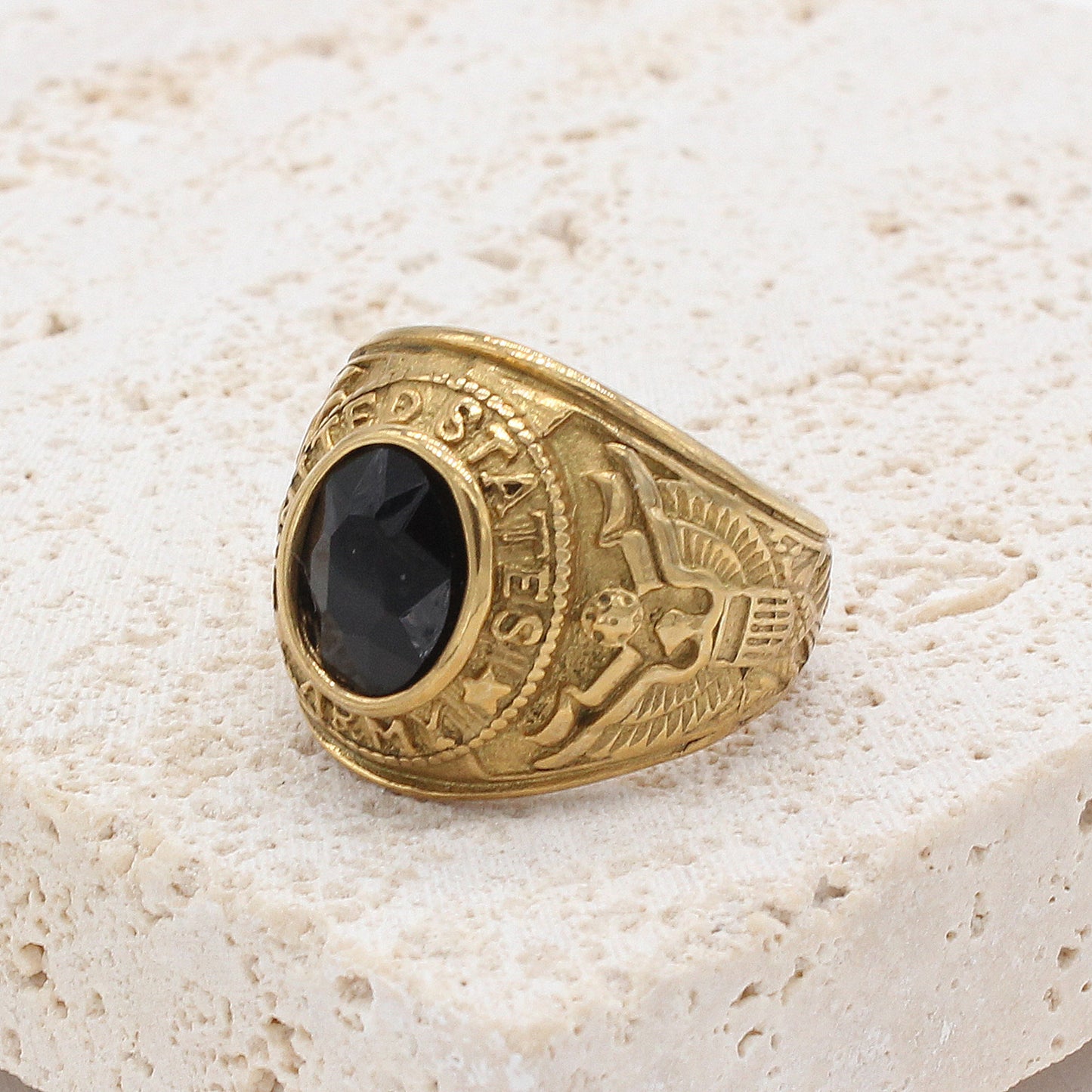 Men's Personality Retro Army Gem For Ring