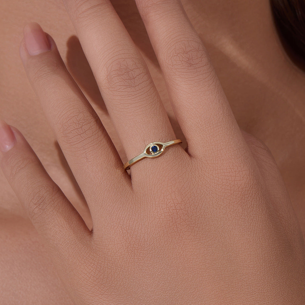 Devil's Eye Female Personality Retro Gold-plated Blue Rings