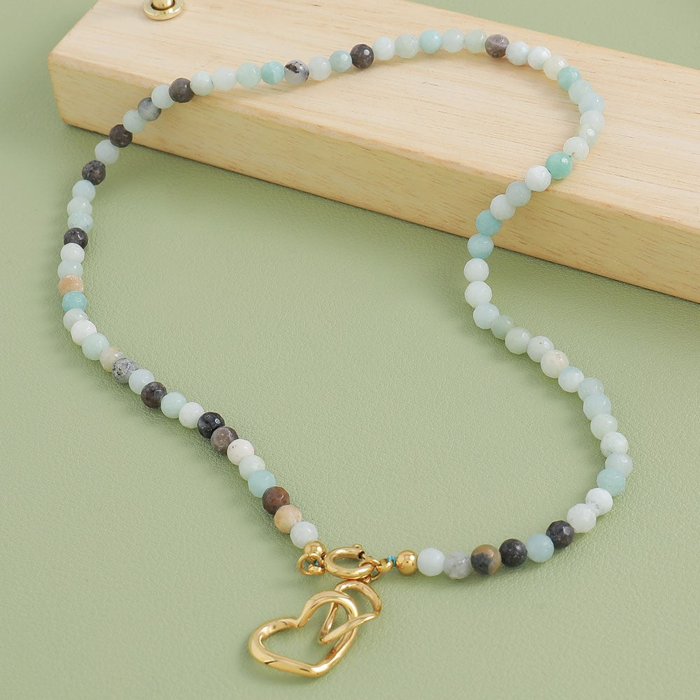 Women's Colored Stone Beaded High-grade Simple Vacation Style Necklace