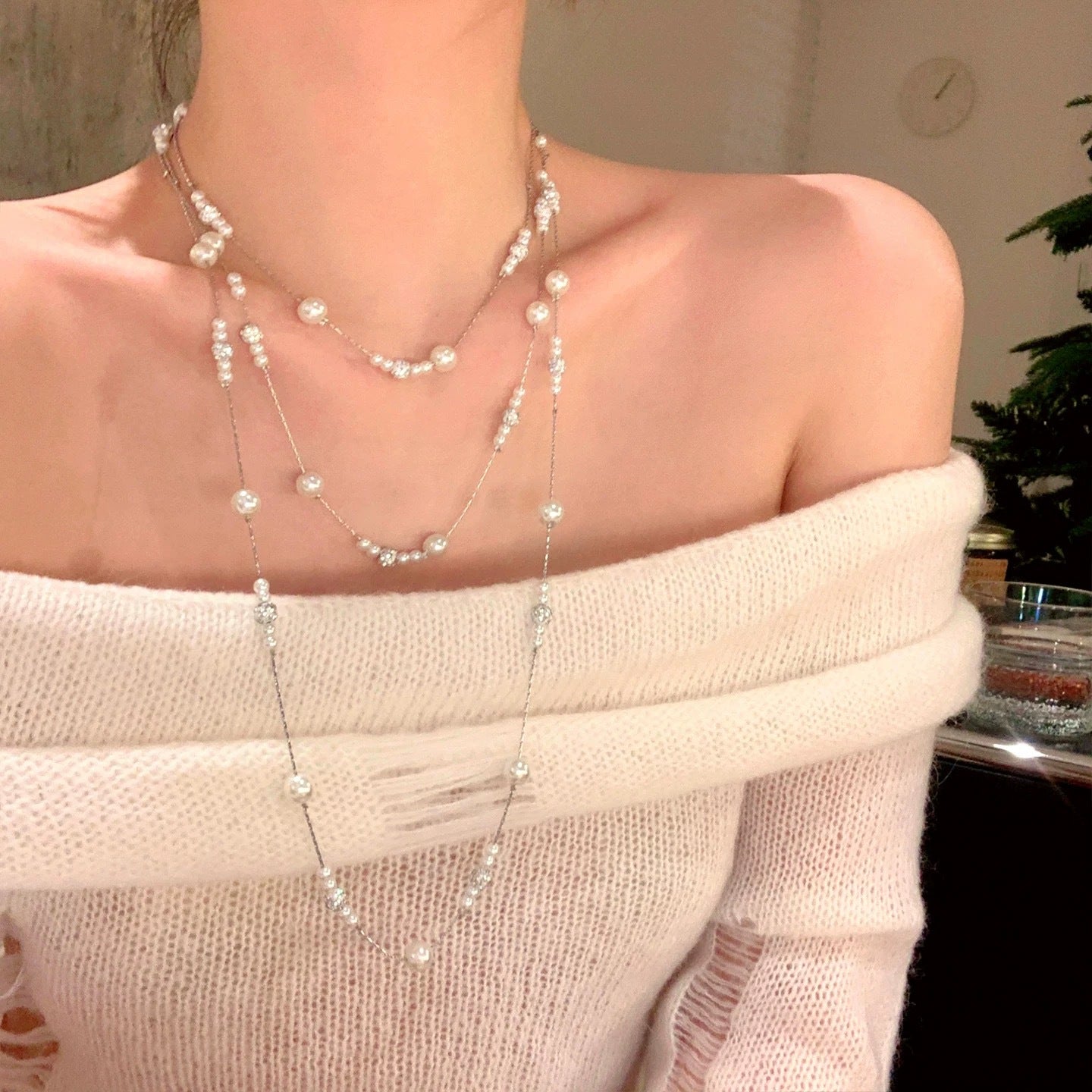 Women's Sky Pearl Long Light Luxury Twin Dress Dignified Generous Necklaces