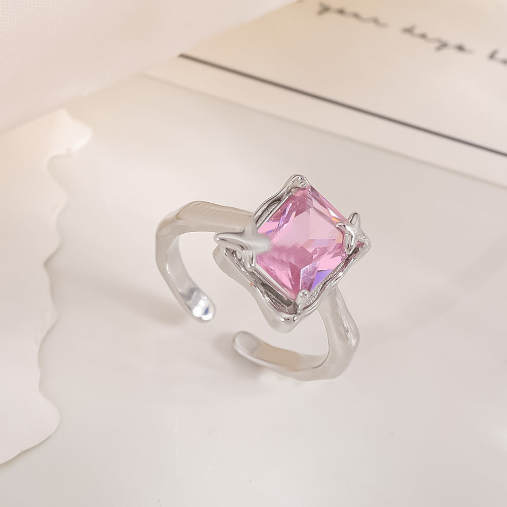 Women's Open-end Zircon Fashionable Classy Simple Cold Feeling Goddess Rings