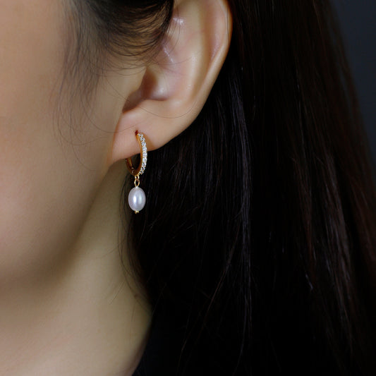 Inlaid Zircon Circle Sterling Sier Ear Clip Earrings