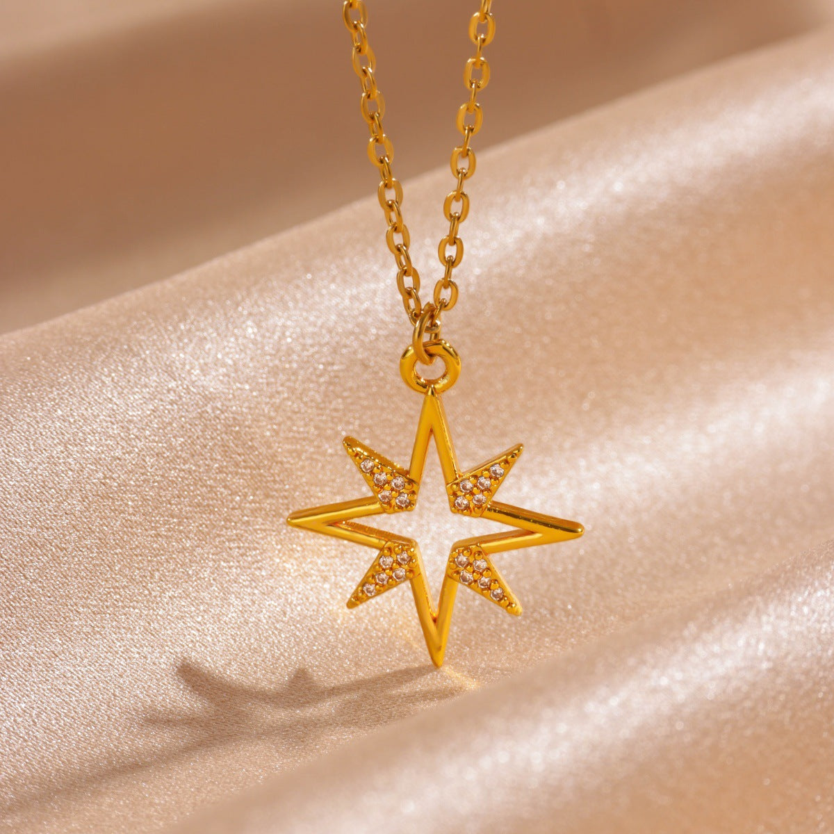 Star Moon Gold-plated Stainless Steel Chain Necklaces