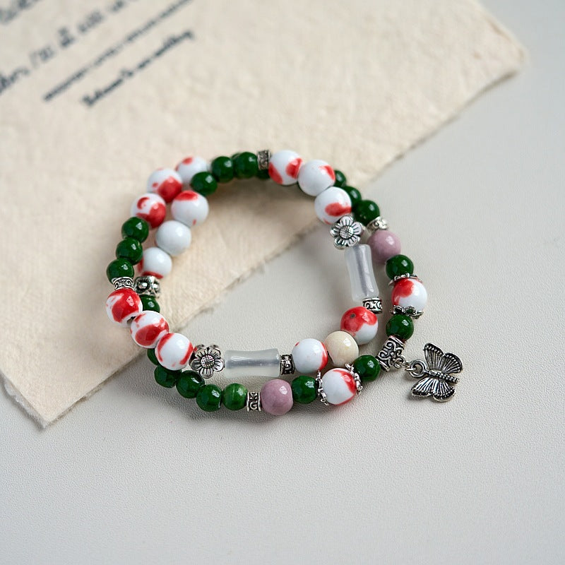 Chinese Style Double Circle Ceramic Female Bracelets