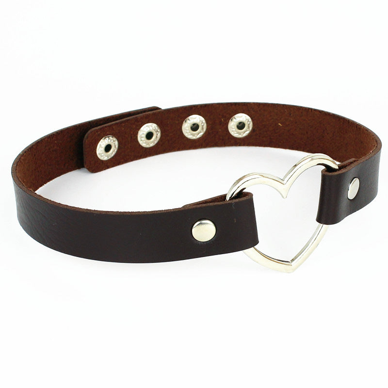 Fashion Punk Nightclub Soft Leather Heart Love Necklaces