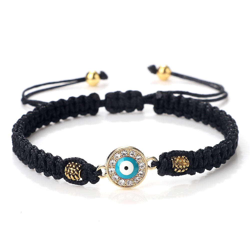 Women's & Men's Red Rope Safety Lock Devil's Eye Diamond Woven Hand Bracelet
