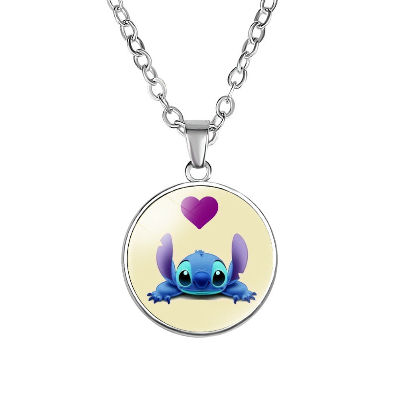 Children's Star Stitch Cartoon Pattern Time Stone Necklaces