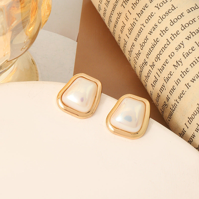 Simple Retro Sier Needle Pearl High Sense Ear Earrings