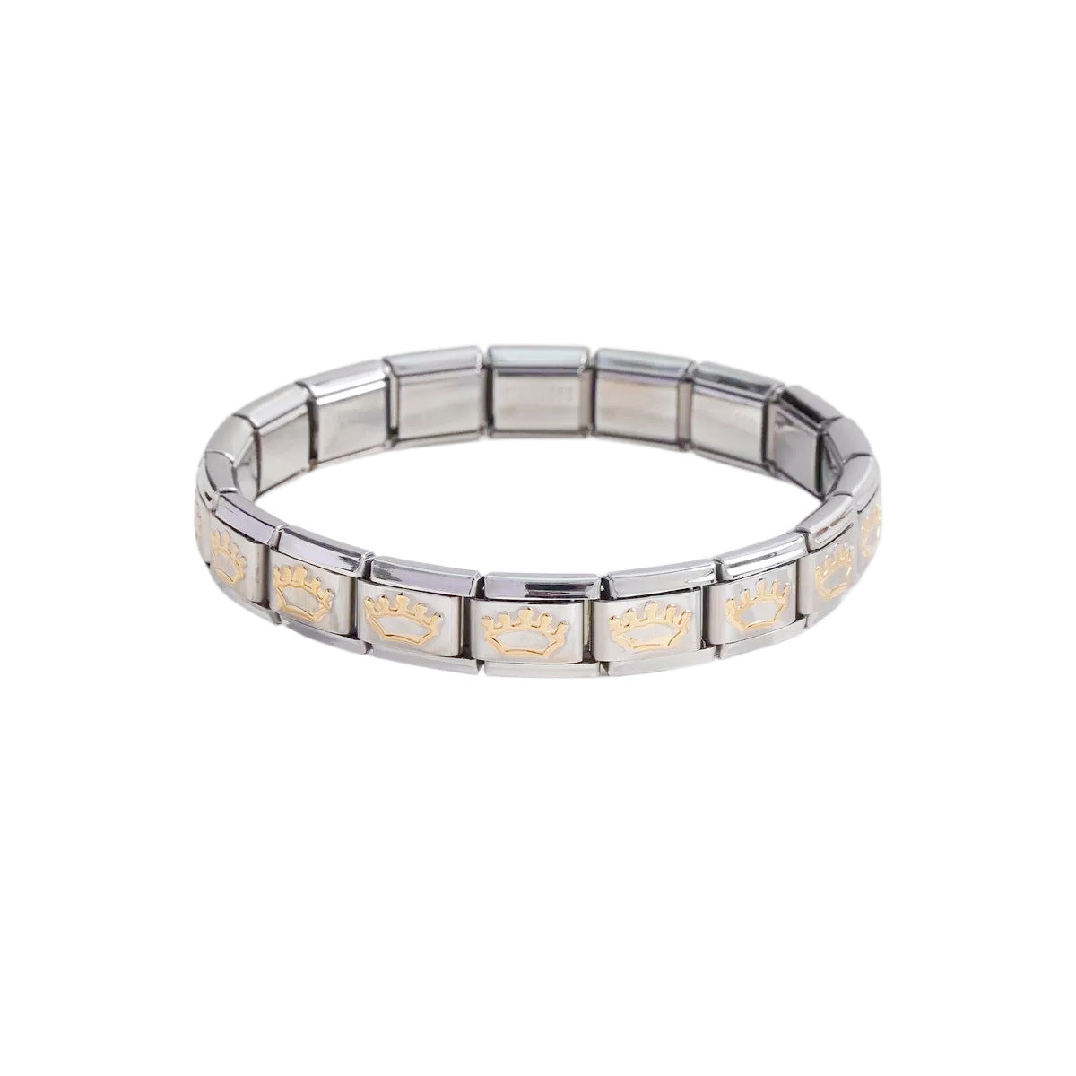 Steel Module Elastic Vacuum Plating Real Gold Bracelet