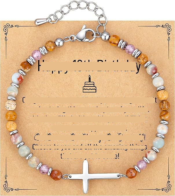 Natural Turquoise Cross Picture Stone Pink Crystal Bracelets