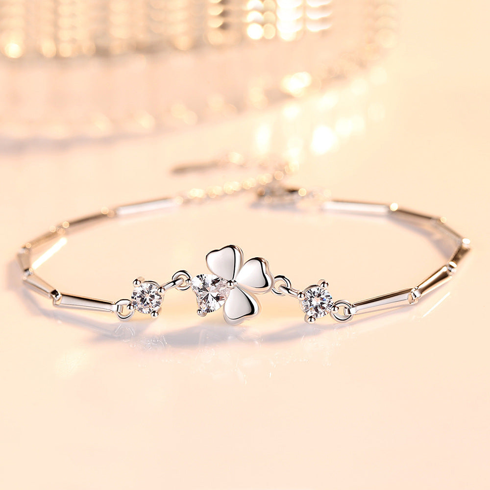 Women's Style Fashion Sier Plated Lucky Leaf Bracelets