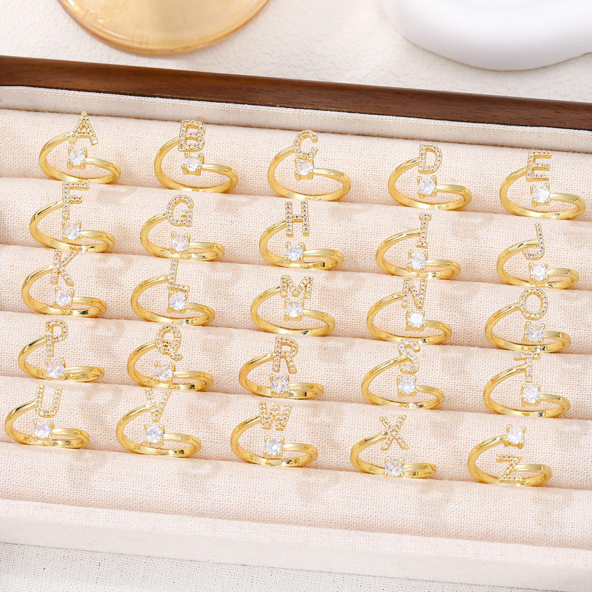 Gold Letter Open Male Female Personality Rings
