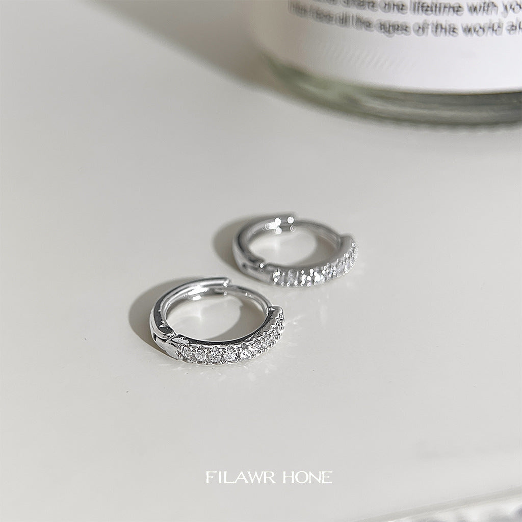 Style Micro Inlaid Zircon Circle Ear Clip Round Geometric Simple Earrings