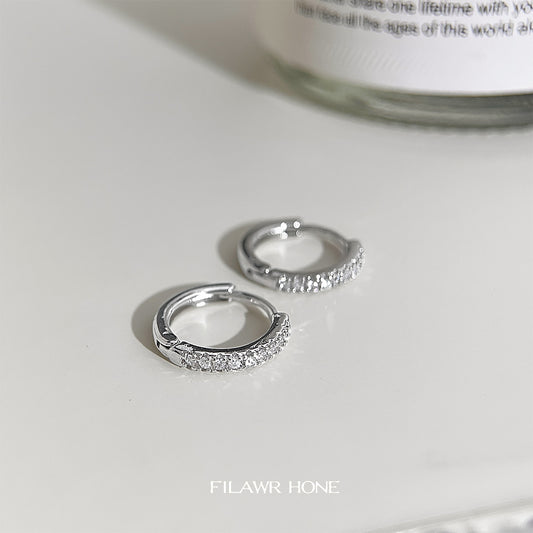 Style Micro Inlaid Zircon Circle Ear Clip Round Geometric Simple Earrings