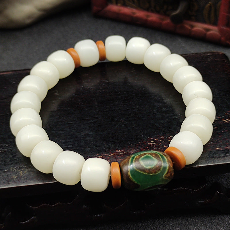 Women's Spot White Jade Bodhi Root Tibet Beads Buddha Bracelets