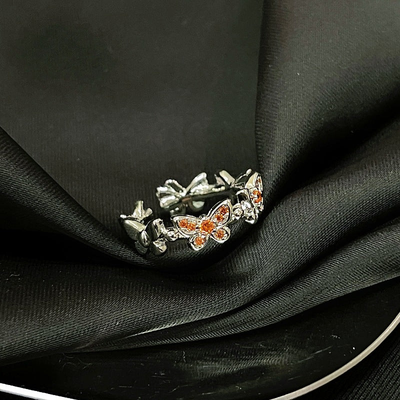 Series Full Diamond Open-end Zircon Butterfly High Sense Affordable Rings