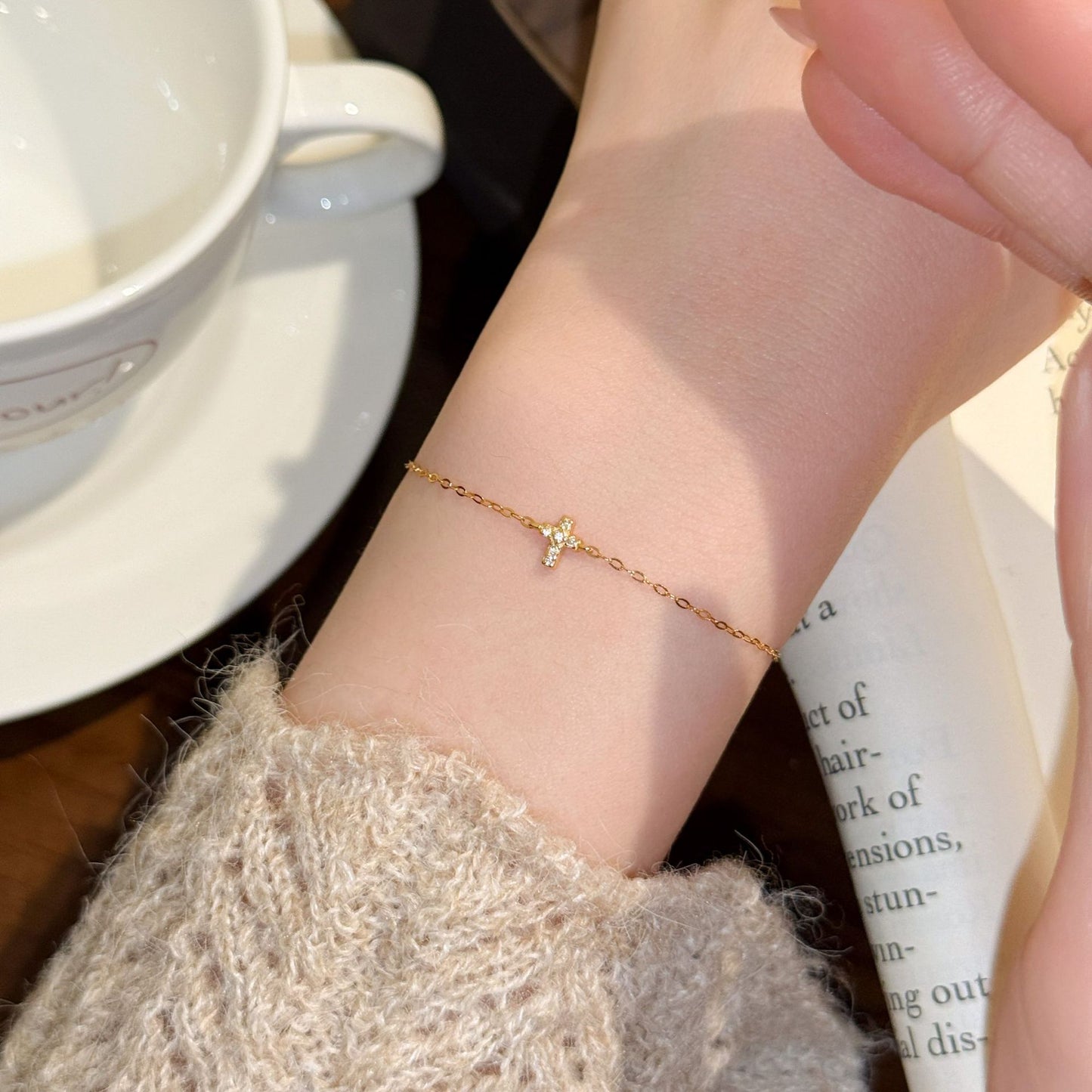 Sterling Sier Gold Plated Mini Cookie Horseshoe Love Clover Bracelet