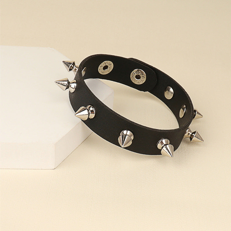 Punk Fashion Rivet Personality Couple Leather Rock Bracelets