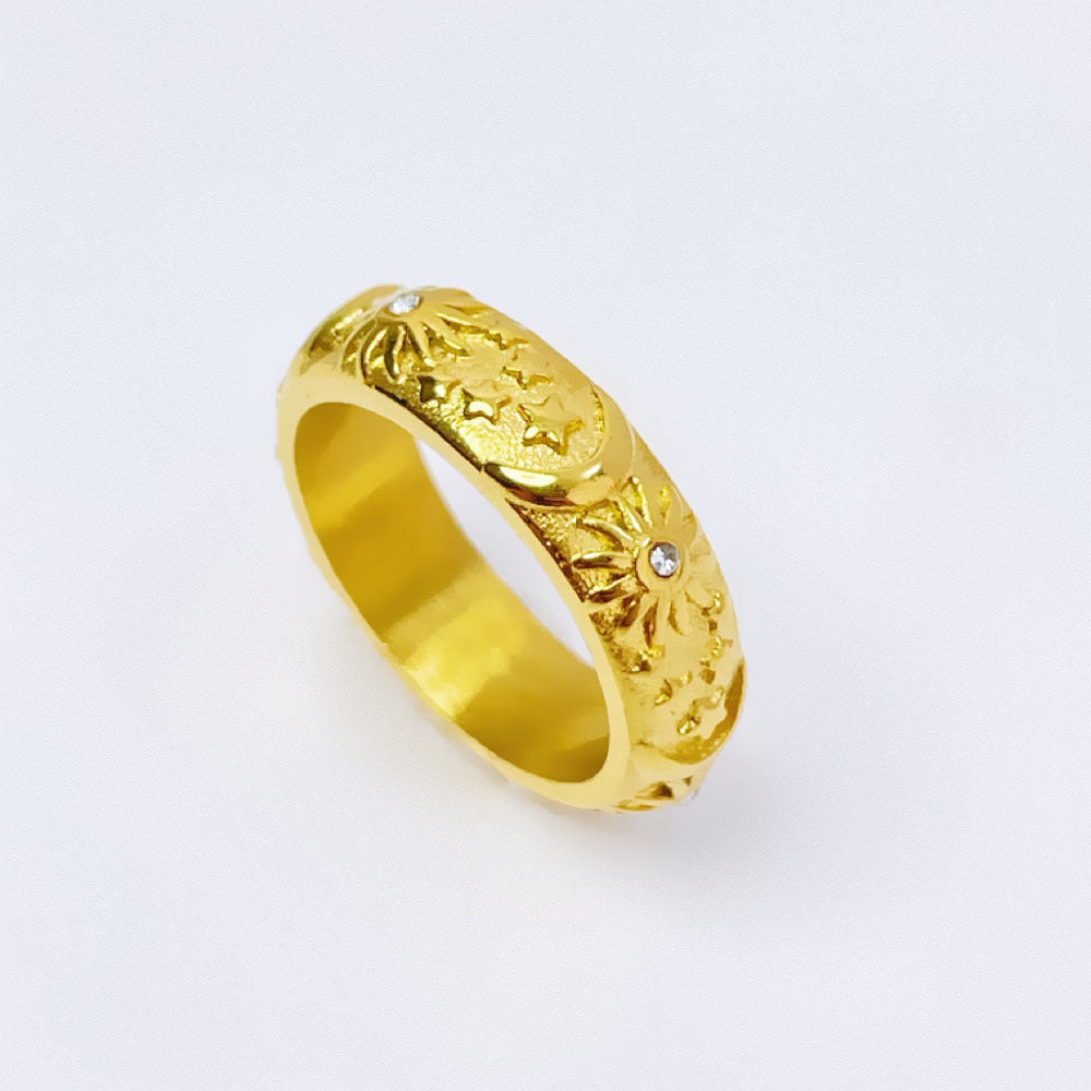Design Embossed Sun Moon Graceful Fashionable Personality Rings