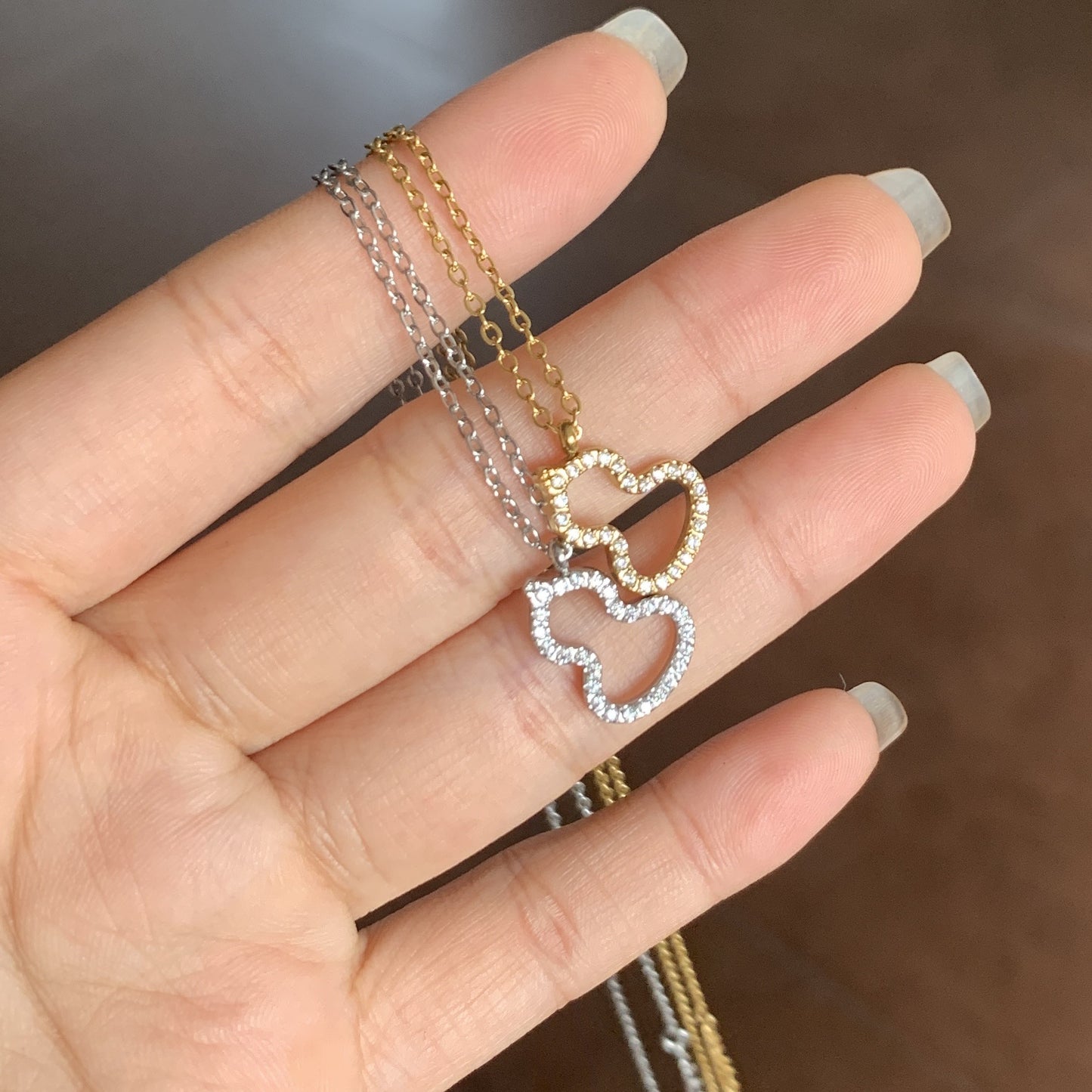Diamond Studded Hollow Gourd Gold-plated Full Necklace