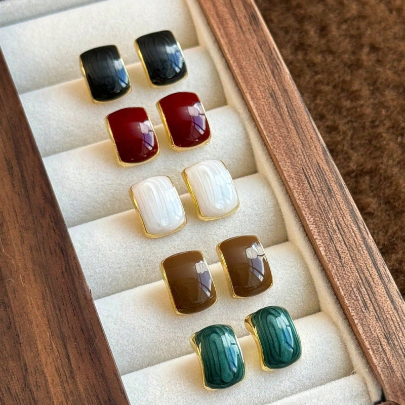 Women's Needle Drop Oil Square Retro Personality Minimalism Fashion Earrings