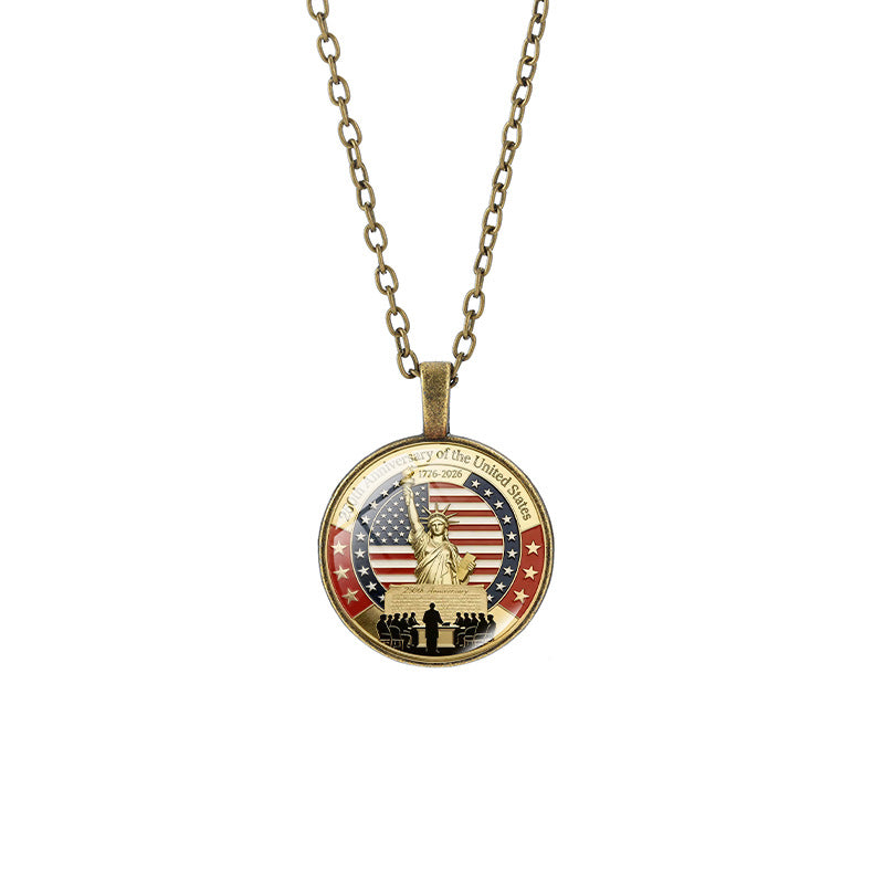 Popular Weekly Commemorative Liberty Bell National Flag Totem Necklaces