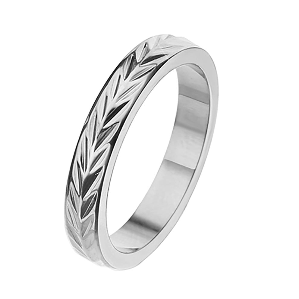 Design Sense Minority Simple Stainless Steel Wheat Rhombus Batch Flower Rings