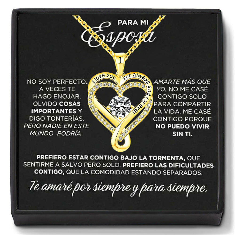 Heart Of Eternity Double Layers Loving Female Micro Inlaid Zircon Necklace