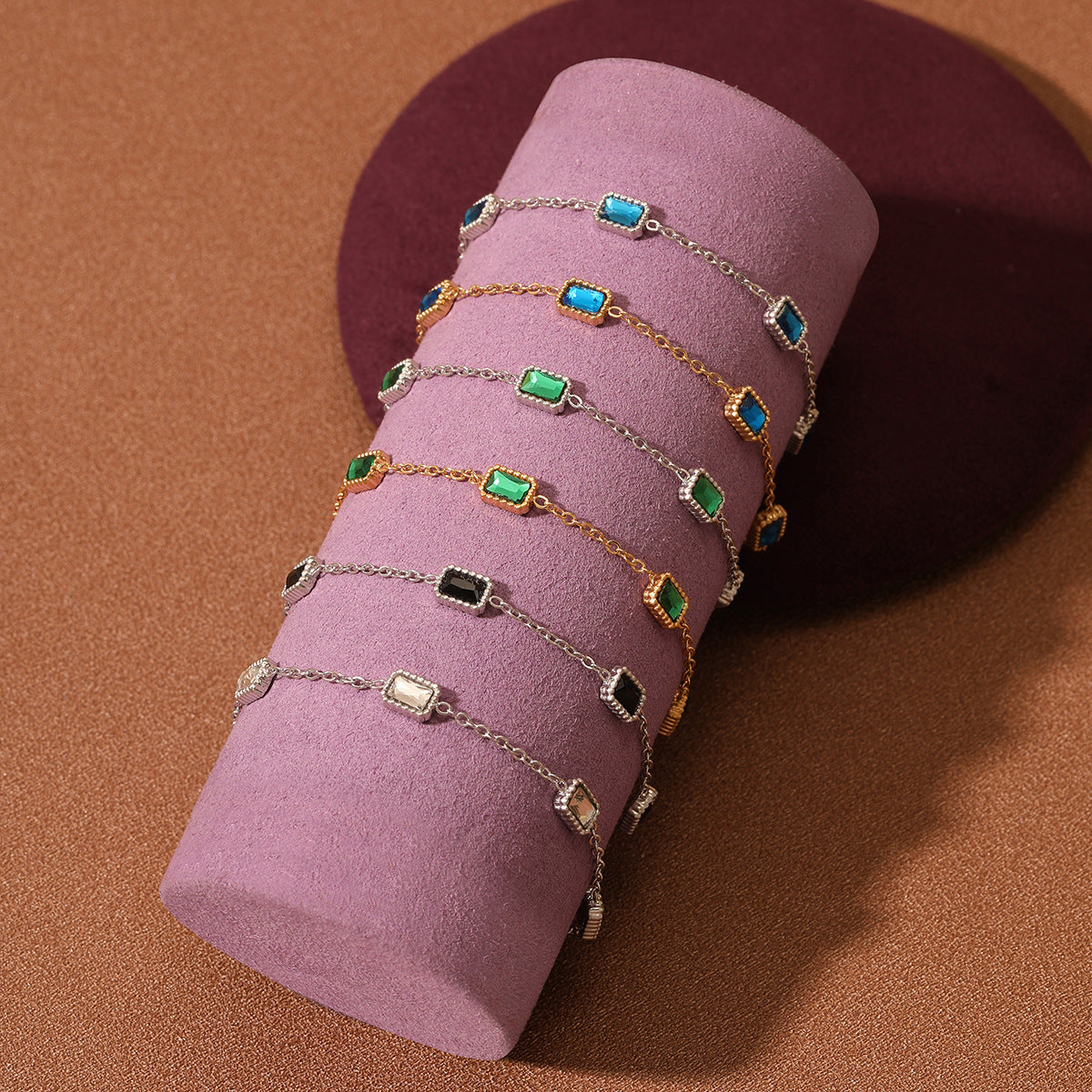 Square Colorful Crystals Titanium Steel Female Affordable Luxury Fashion Bracelet
