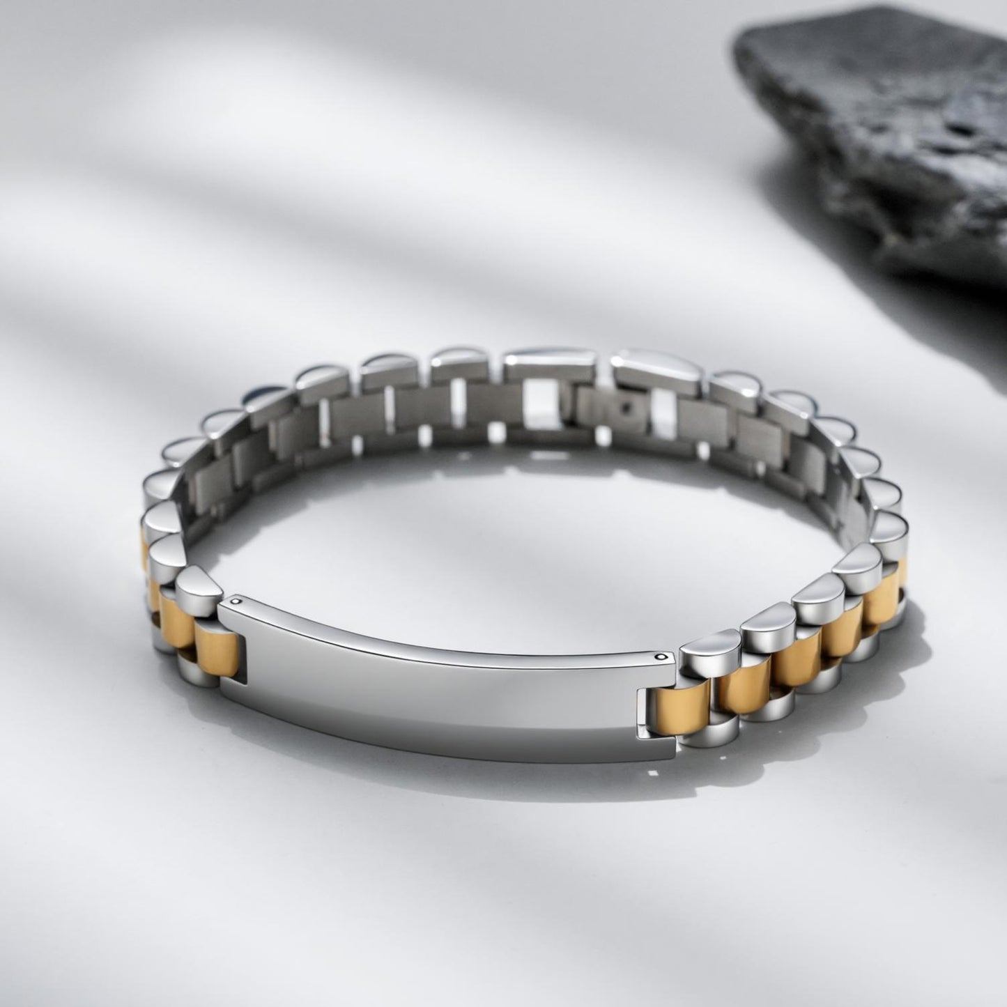 Three Beads Watch Band Chain Simple Trendy Stainless Can Carve Bracelet