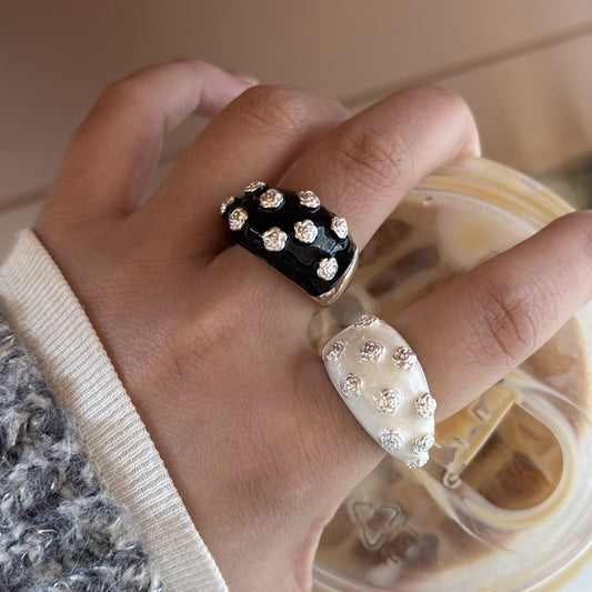Gold Electroplating Dripping Camellia Open Fashion Index Rings