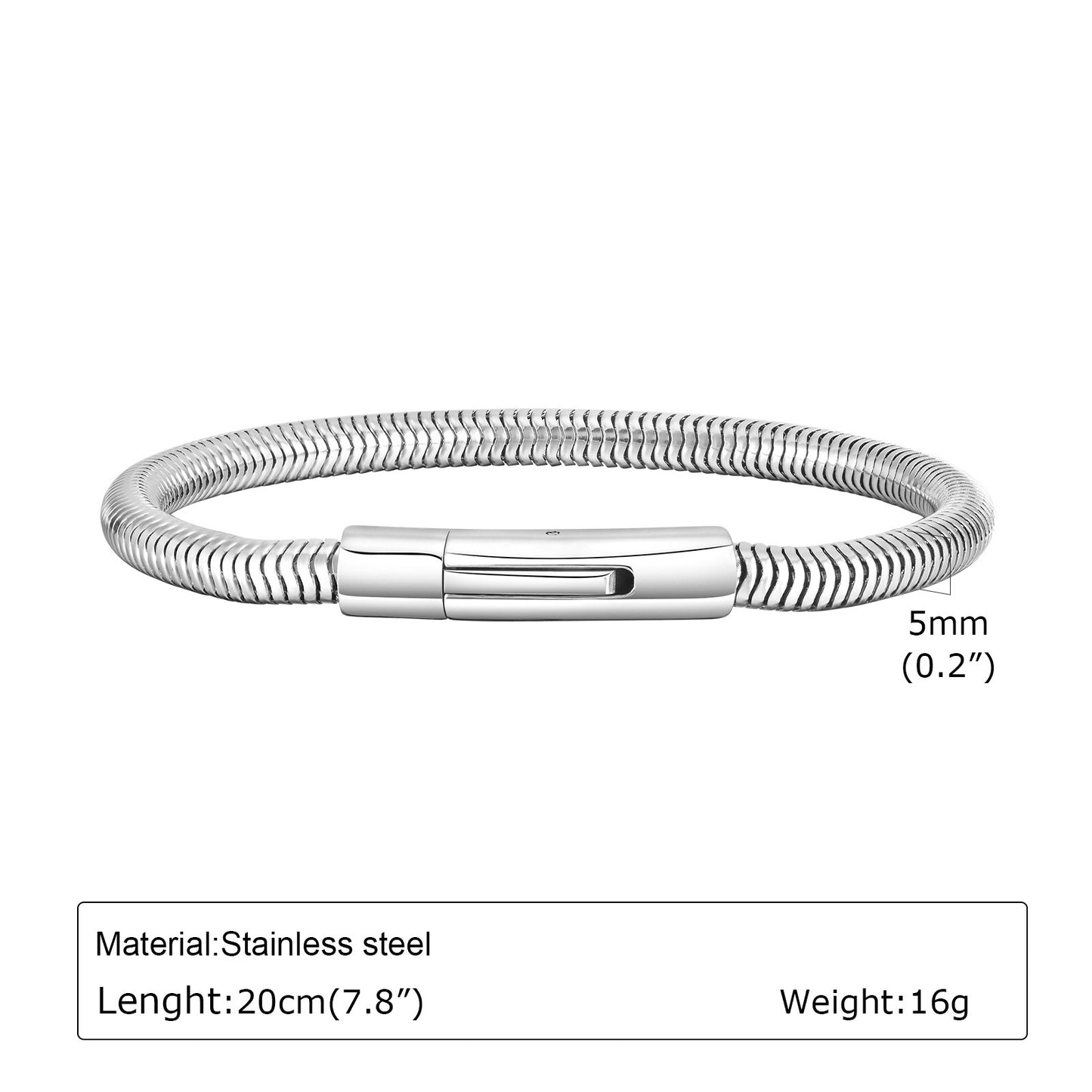 Men's Steel Snap Round Snake Chain Thick Bracelets
