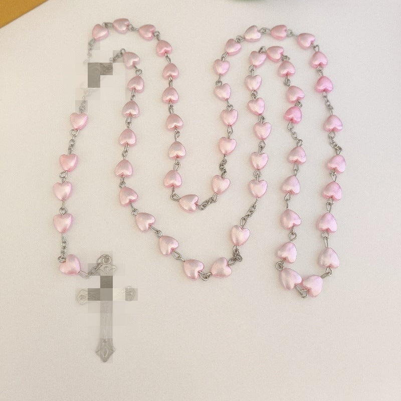 With Hearts Pink Beads High-grade Niche Affordable Luxury Style Stylish Necklace