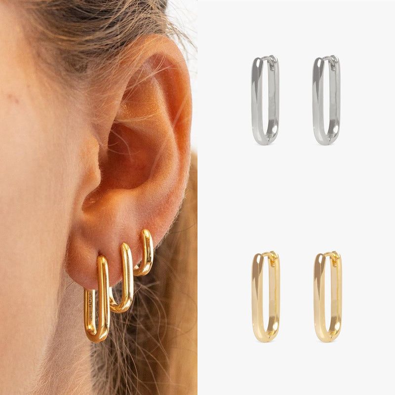 Simple Light Luxury Wind U-shaped Glossy Electroplating Ear Buckle