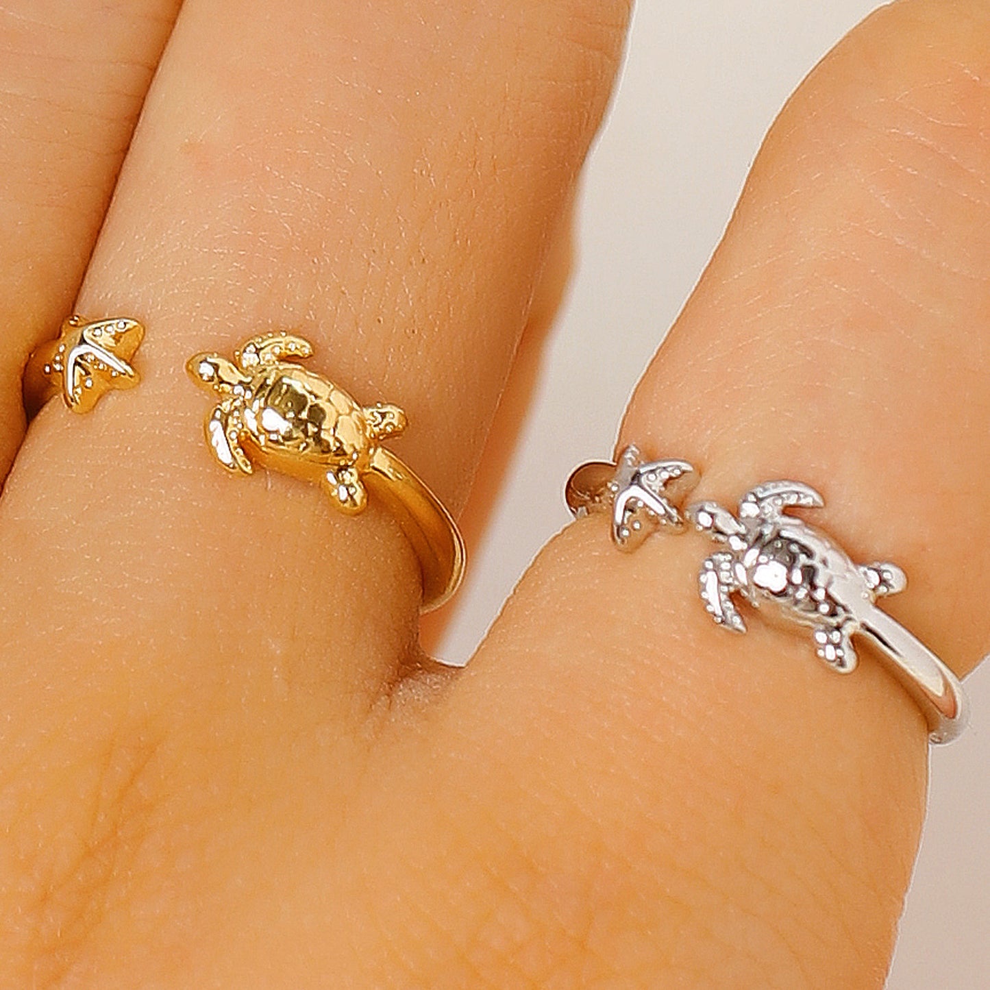 Turtle Starfish Open Female Creative Index Ring