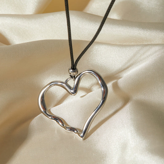 Gold Stainless Steel Wax Rope Pleated Necklaces