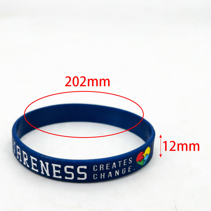 Public Welfare Autism Silicone Concave Filling English Text Rubber Bracelet