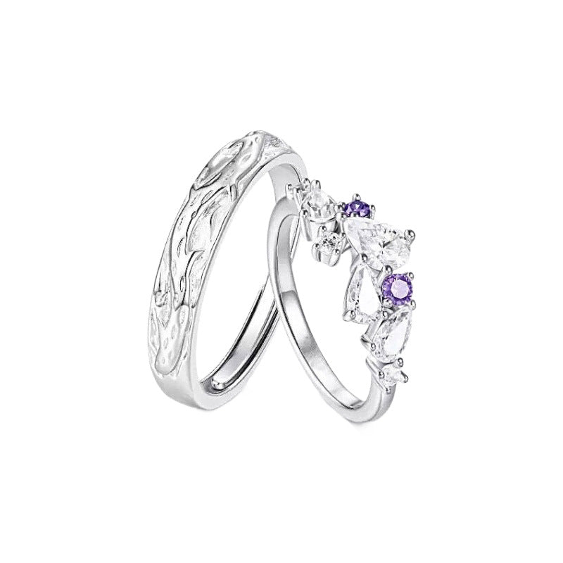 Wisteria Flower Series Couple Adjustable Opening Niche High Ring