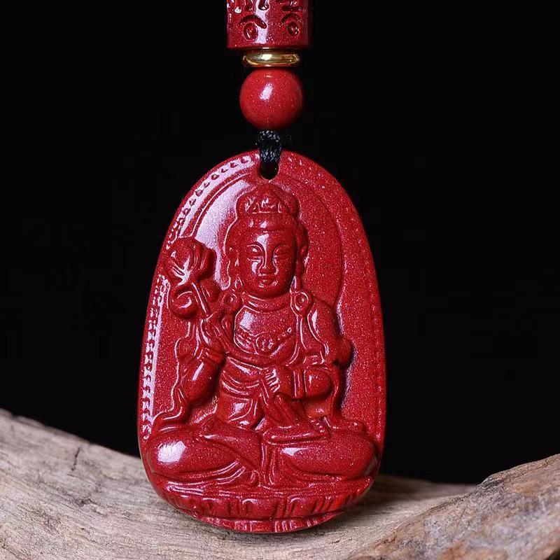 Women's & Men's Natural Cinnabar Buddha Void Tibetan Bodhisattva Pendants