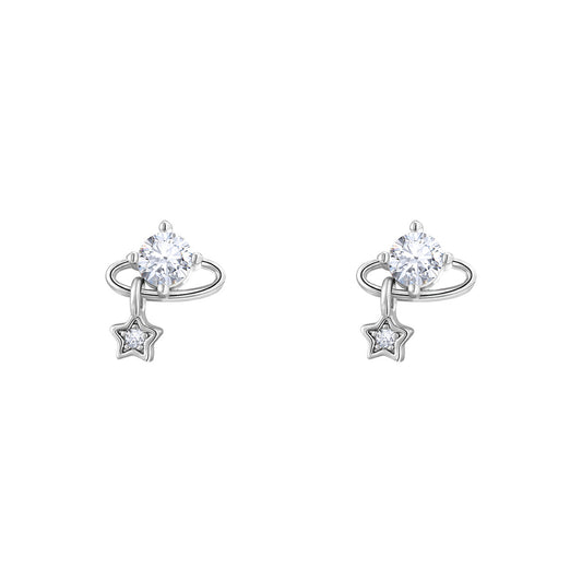 Body Gold Micro Inlaid Zirconium Queen Mother Big Five-pointed Earrings