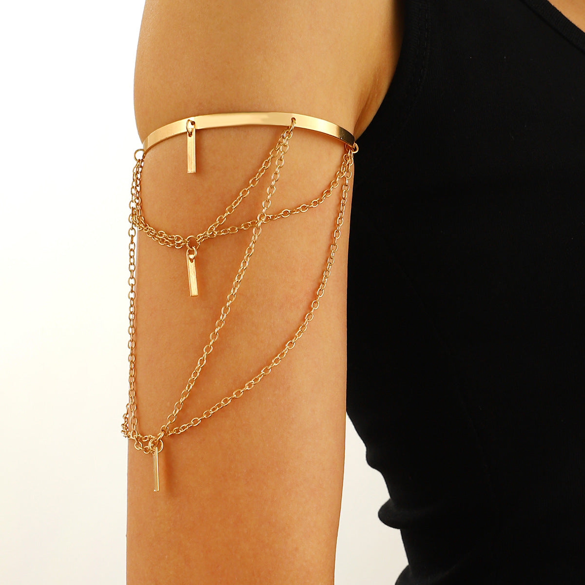 Niche Adjustable Arm Chain Metal Lanyard Tassel Armband Vacation Style Bracelets