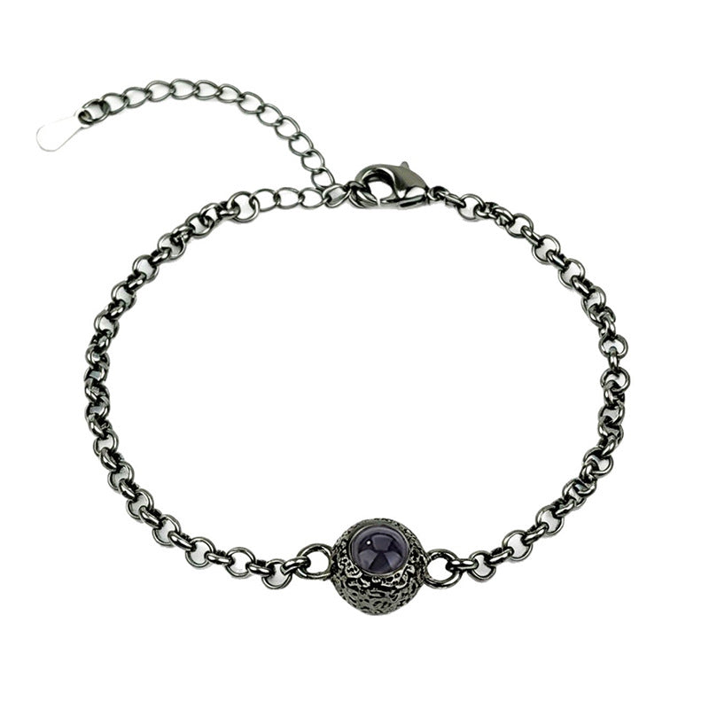 South American Metal Beads Projection Stone Color Picture Carving Bracelet