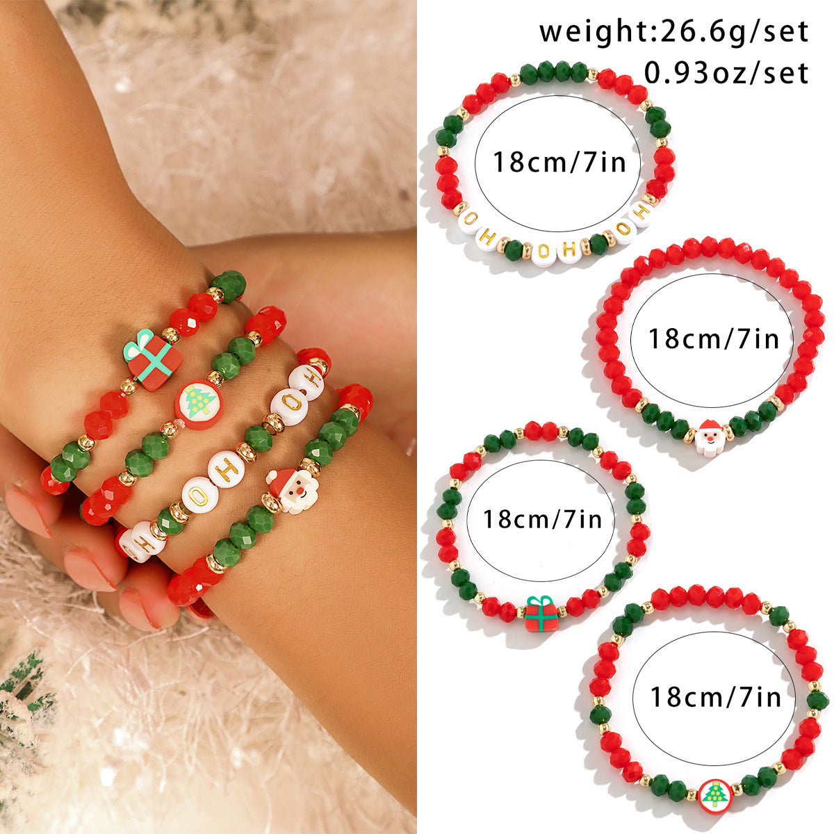 Clay Colored Glaze Beaded Female Holiday Bracelets