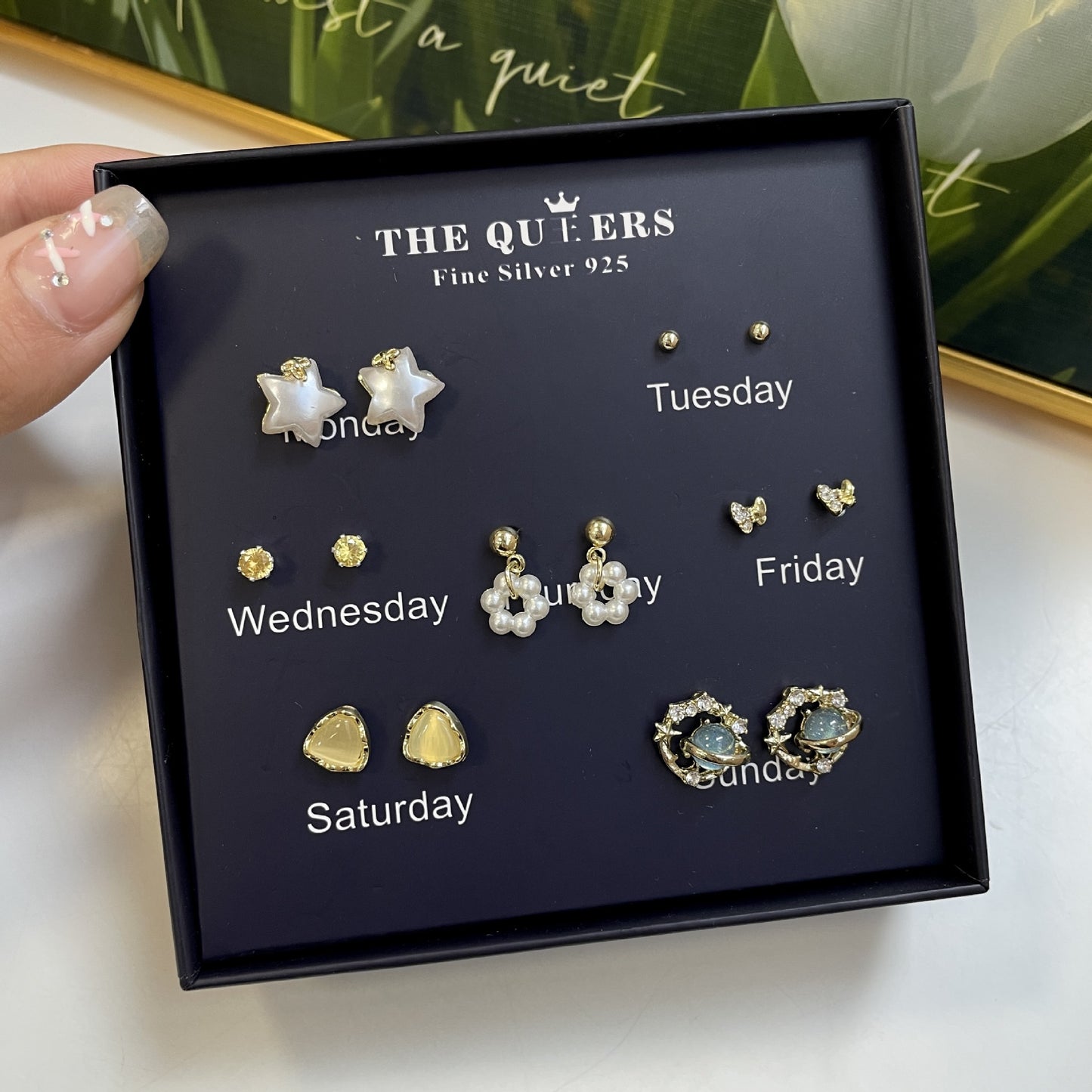 One Week Gift Box Fresh Simple Flowers Female Earrings