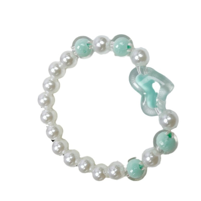 Women's Robin Egg Blue Beaded Pearl Acrylic Bracelets