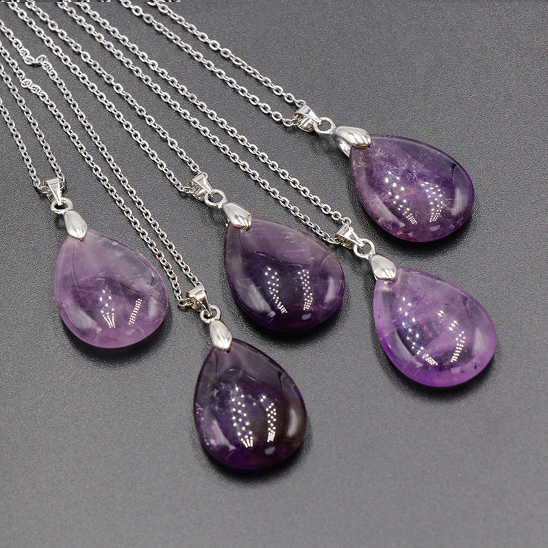 Amethyst Blue Pink Water Drop Face Pendants