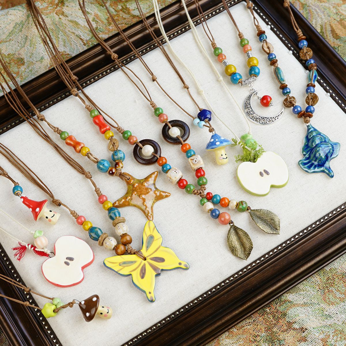 Ceramic Mushroom Female Niche Design High Necklaces