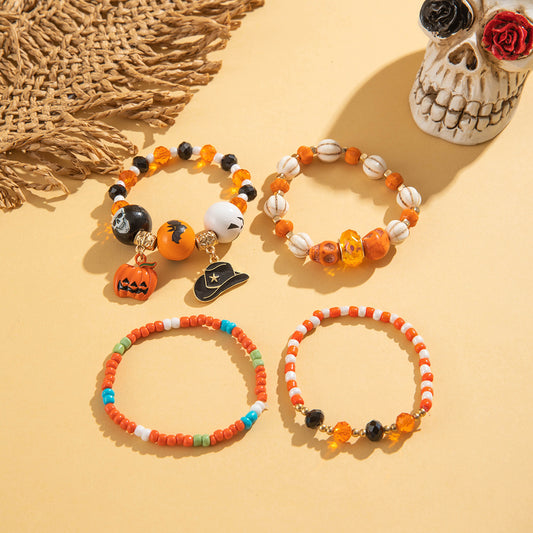 Women's Halloween Ghost Bat Fashion Beads Suit Bracelets