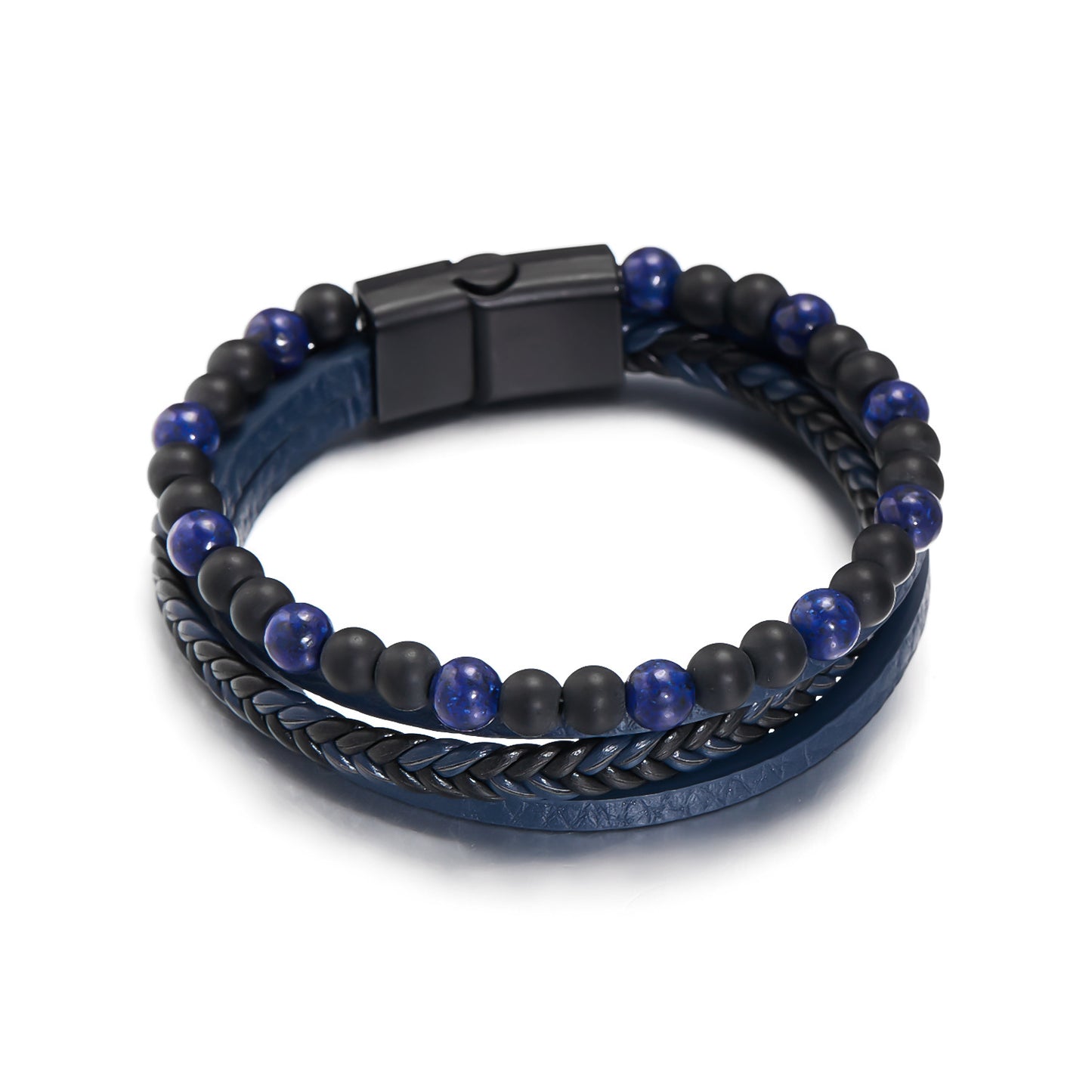 Men's Natural Tigereye Beaded Hand-woven Leather Bracelets